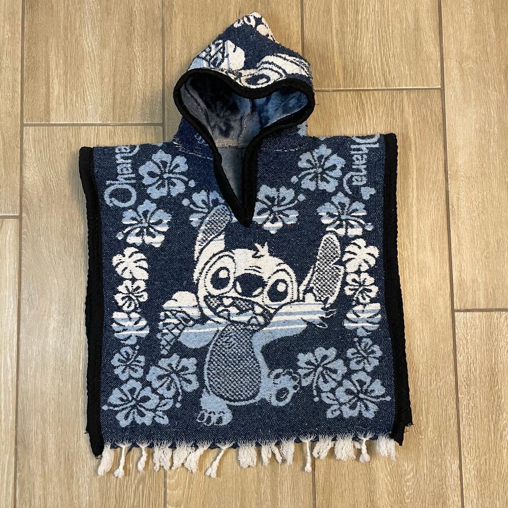 Disney Stitch Hooded Poncho Towel Hawaiian Beach Cover Up Fringe OSFM
